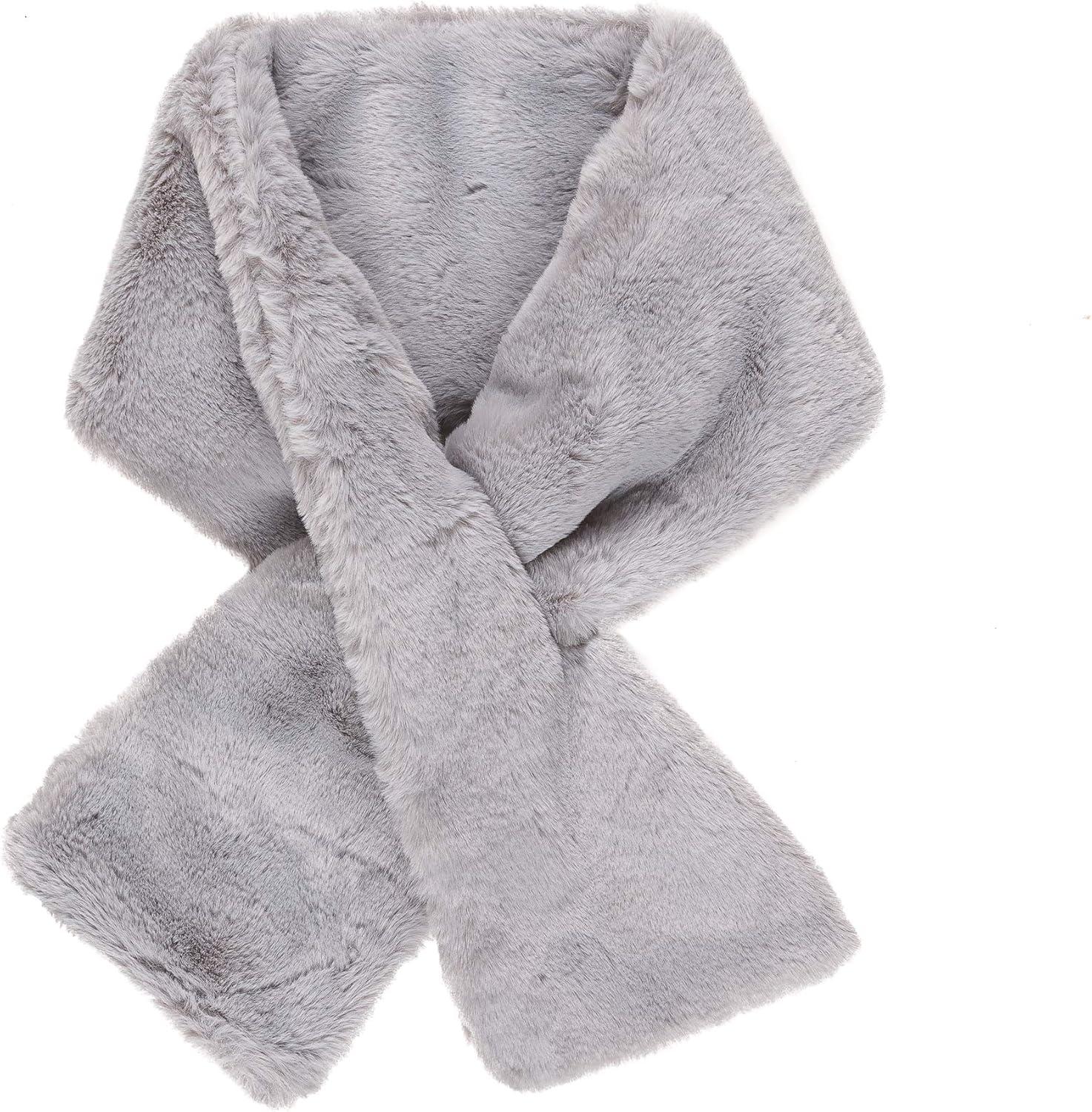 imageFur Collar Scarf for Women Faux Fur Scarves Neck Shrug for Fall Winter Coat DressLugo Collection 1  Gray