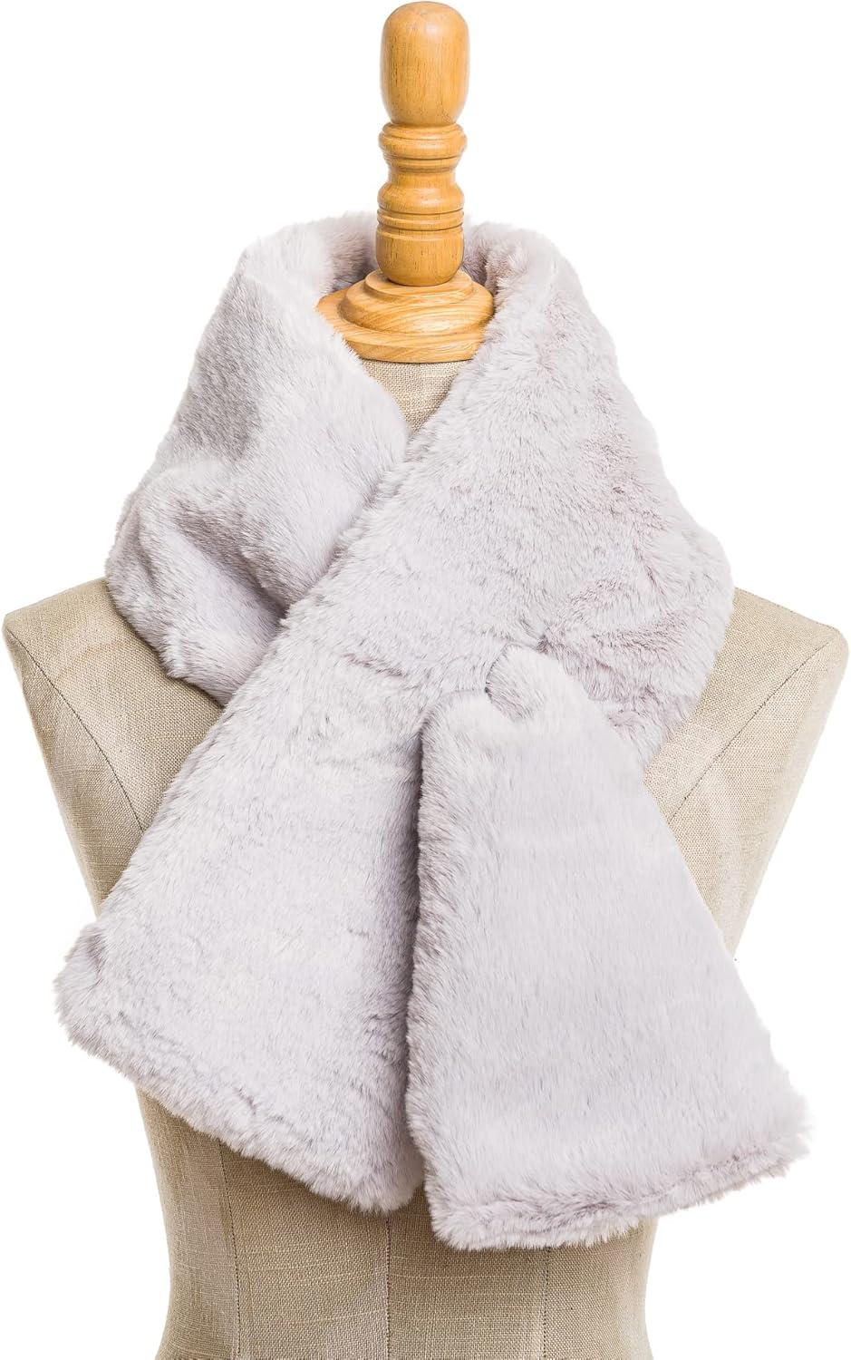 imageFur Collar Scarf for Women Faux Fur Scarves Neck Shrug for Fall Winter Coat DressLugo Collection 1  Light Gray