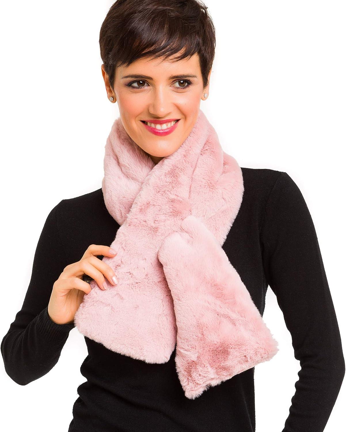 imageFur Collar Scarf for Women Faux Fur Scarves Neck Shrug for Fall Winter Coat DressLugo Collection 4 Pink