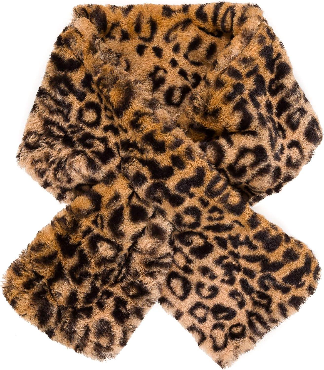 imageFur Collar Scarf for Women Faux Fur Scarves Neck Shrug for Fall Winter Coat DressLugo Collection 6  Leopard