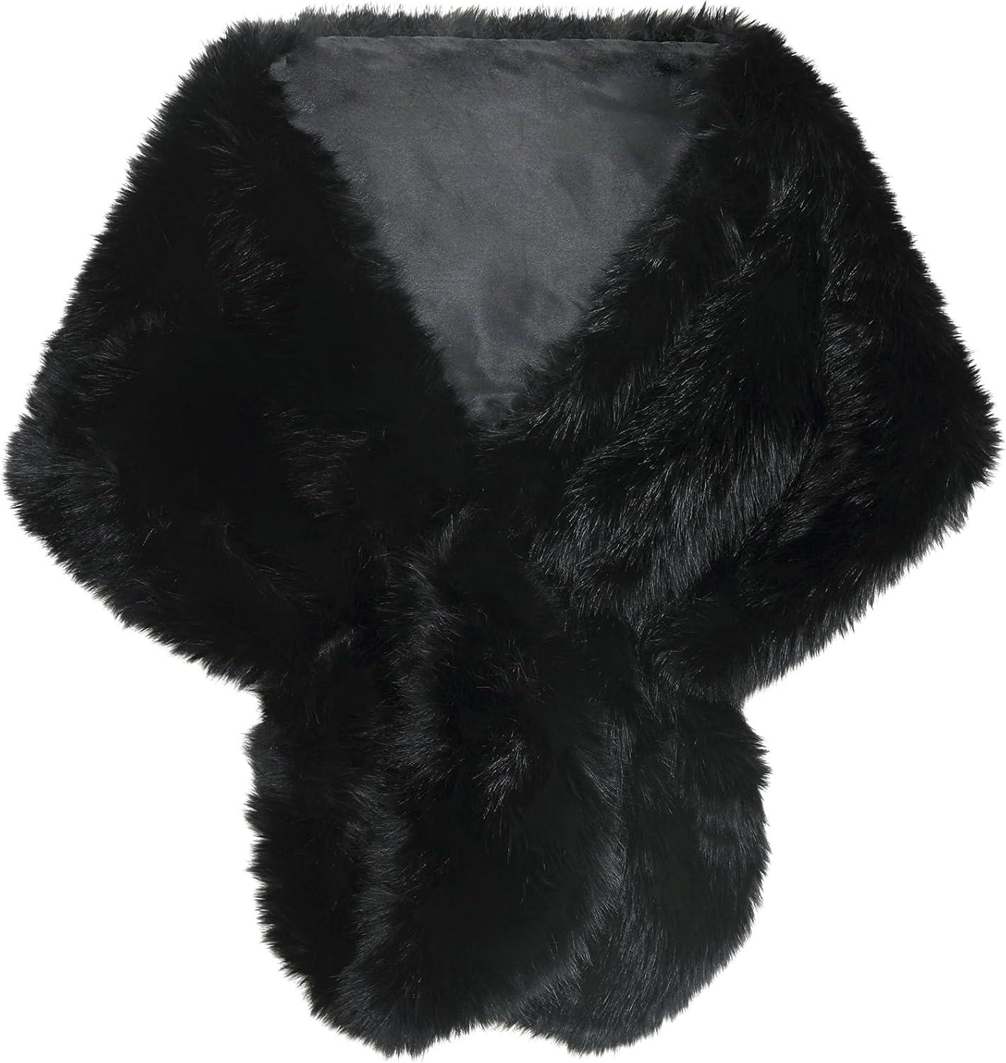 imageFur Collar Scarf for Women Faux Fur Scarves Neck Shrug for Fall Winter Coat DressPalencia Collection 1 Black