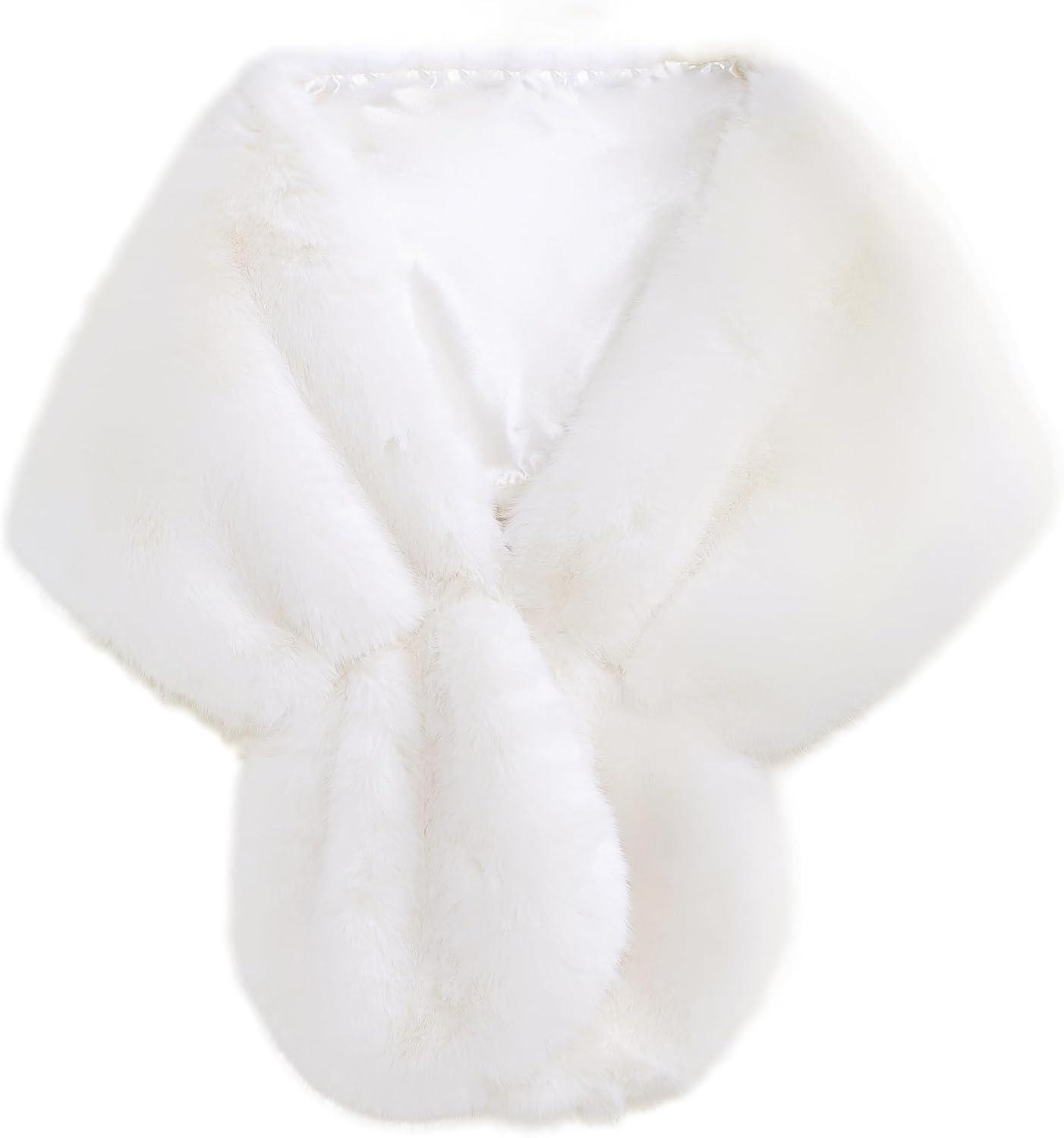 imageFur Collar Scarf for Women Faux Fur Scarves Neck Shrug for Fall Winter Coat DressPalencia Collection 2 White