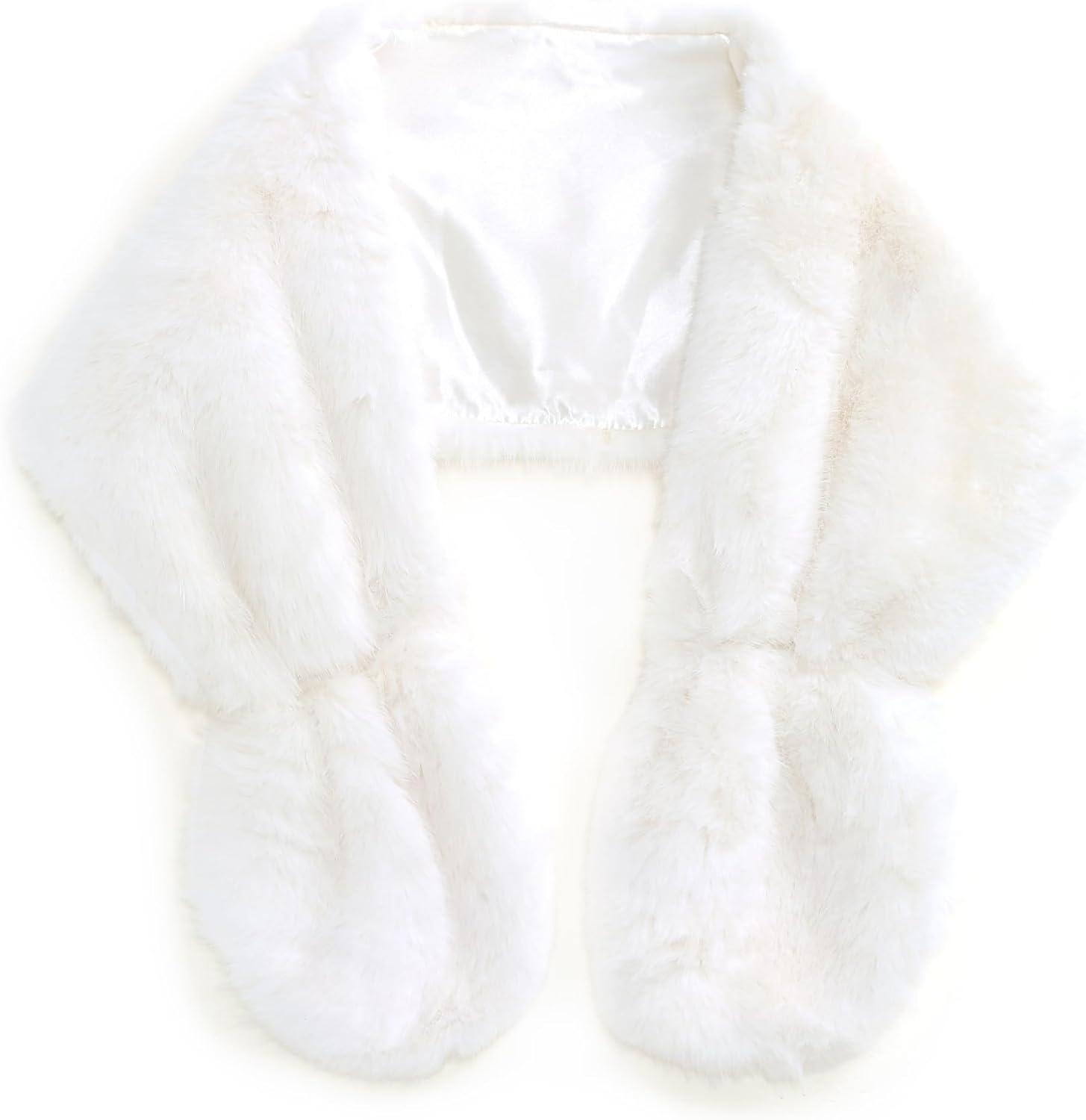 imageFur Collar Scarf for Women Faux Fur Scarves Neck Shrug for Fall Winter Coat DressPalencia Collection 2 White