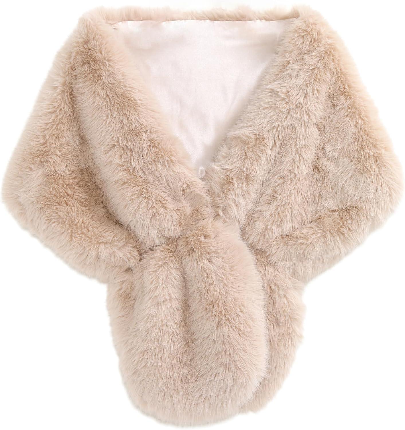 imageFur Collar Scarf for Women Faux Fur Scarves Neck Shrug for Fall Winter Coat DressPalencia Collection 3 Beige