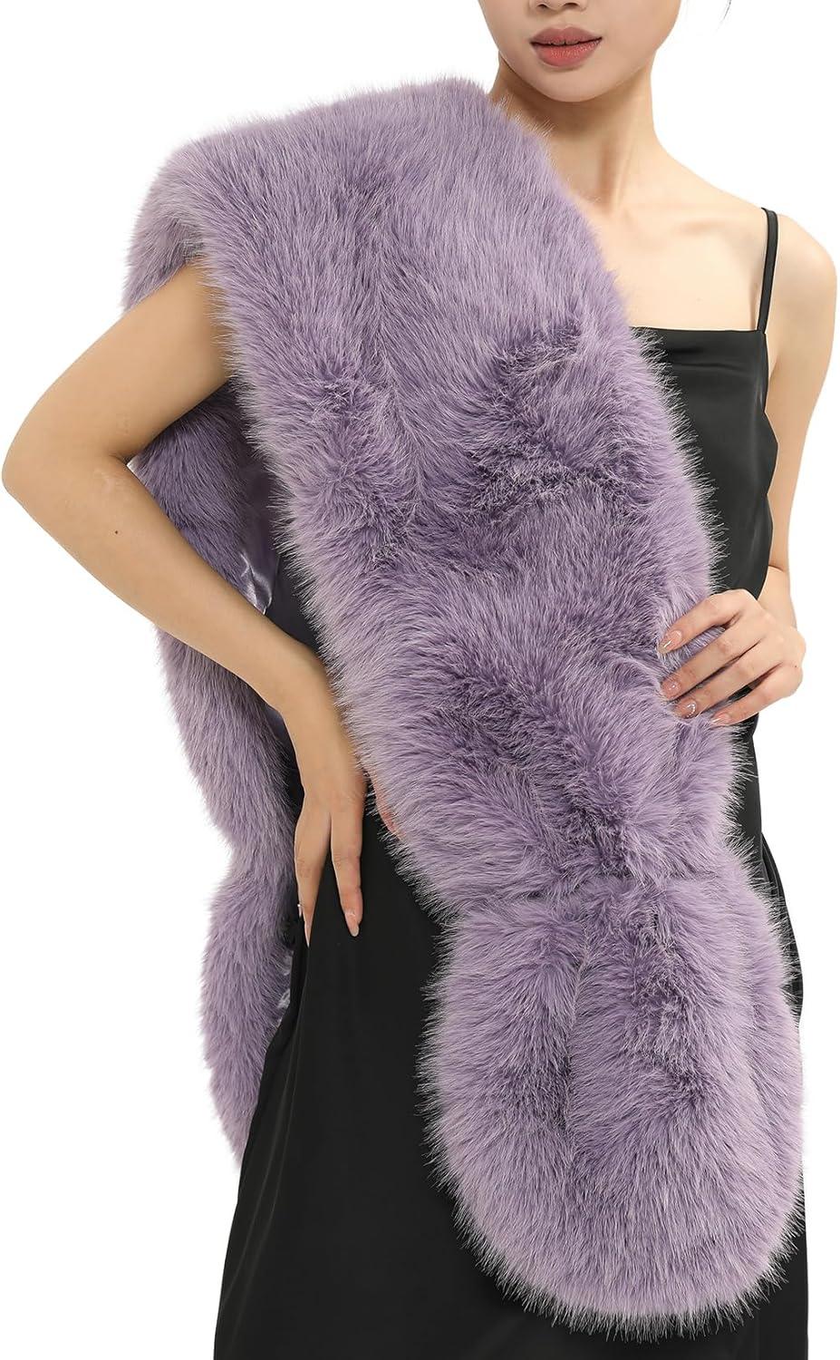 imageFur Collar Scarf for Women Faux Fur Scarves Neck Shrug for Fall Winter Coat DressPalencia Collection 6  Purple