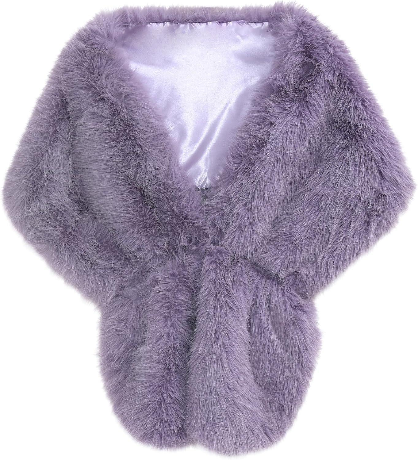 imageFur Collar Scarf for Women Faux Fur Scarves Neck Shrug for Fall Winter Coat DressPalencia Collection 6  Purple