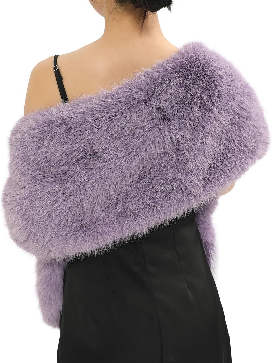 imageFur Collar Scarf for Women Faux Fur Scarves Neck Shrug for Fall Winter Coat DressPalencia Collection 6  Purple