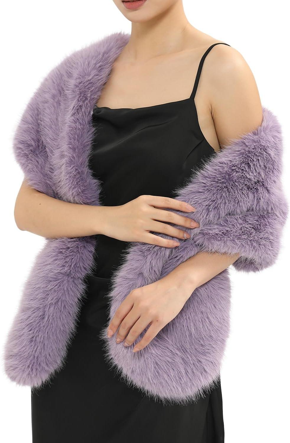 imageFur Collar Scarf for Women Faux Fur Scarves Neck Shrug for Fall Winter Coat DressPalencia Collection 6  Purple