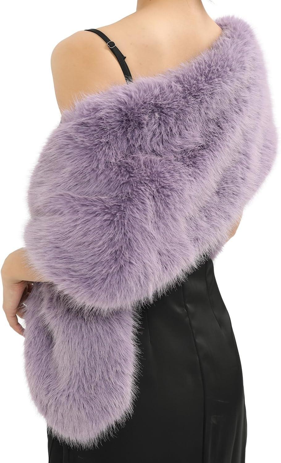 imageFur Collar Scarf for Women Faux Fur Scarves Neck Shrug for Fall Winter Coat DressPalencia Collection 6  Purple