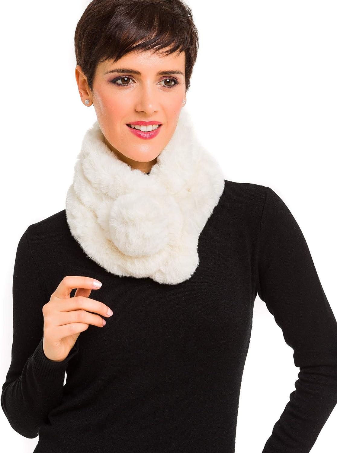 imageFur Collar Scarf for Women Faux Fur Scarves Neck Shrug for Spring Fall Winter Coat DressPontevedra Collection 1  Off White