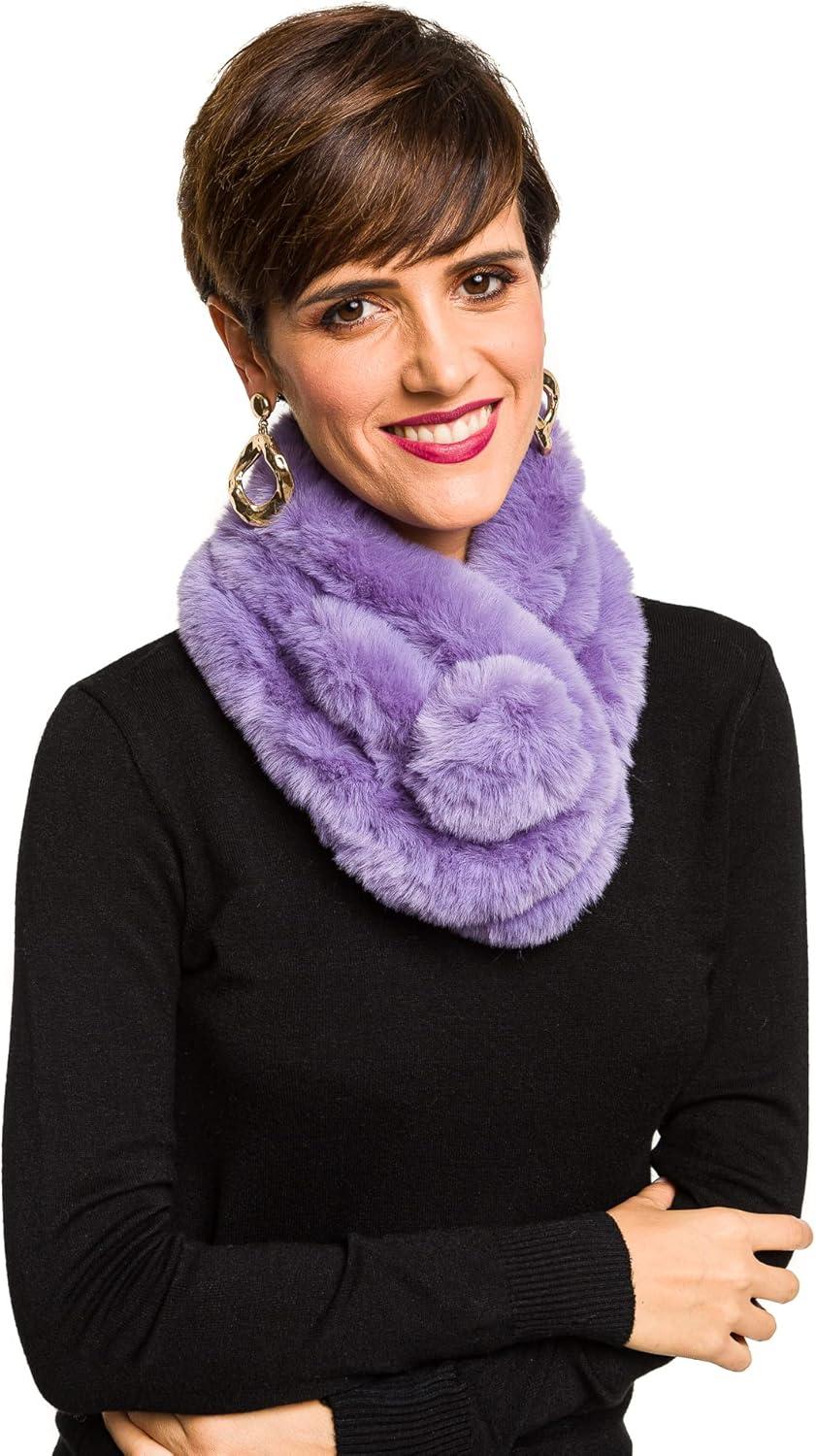 imageFur Collar Scarf for Women Faux Fur Scarves Neck Shrug for Spring Fall Winter Coat DressPontevedra Collection 17  Purple