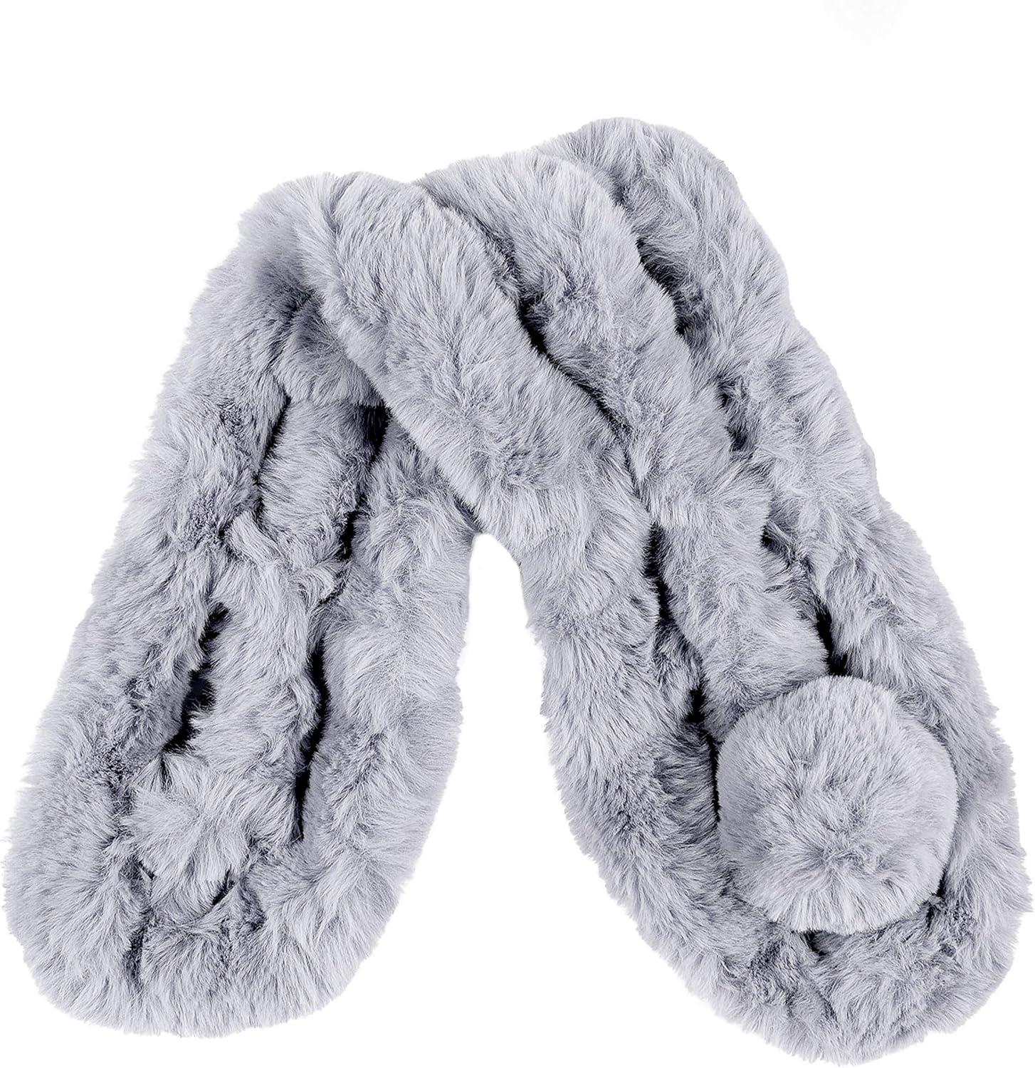 imageFur Collar Scarf for Women Faux Fur Scarves Neck Shrug for Spring Fall Winter Coat DressPontevedra Collection 3  Gray