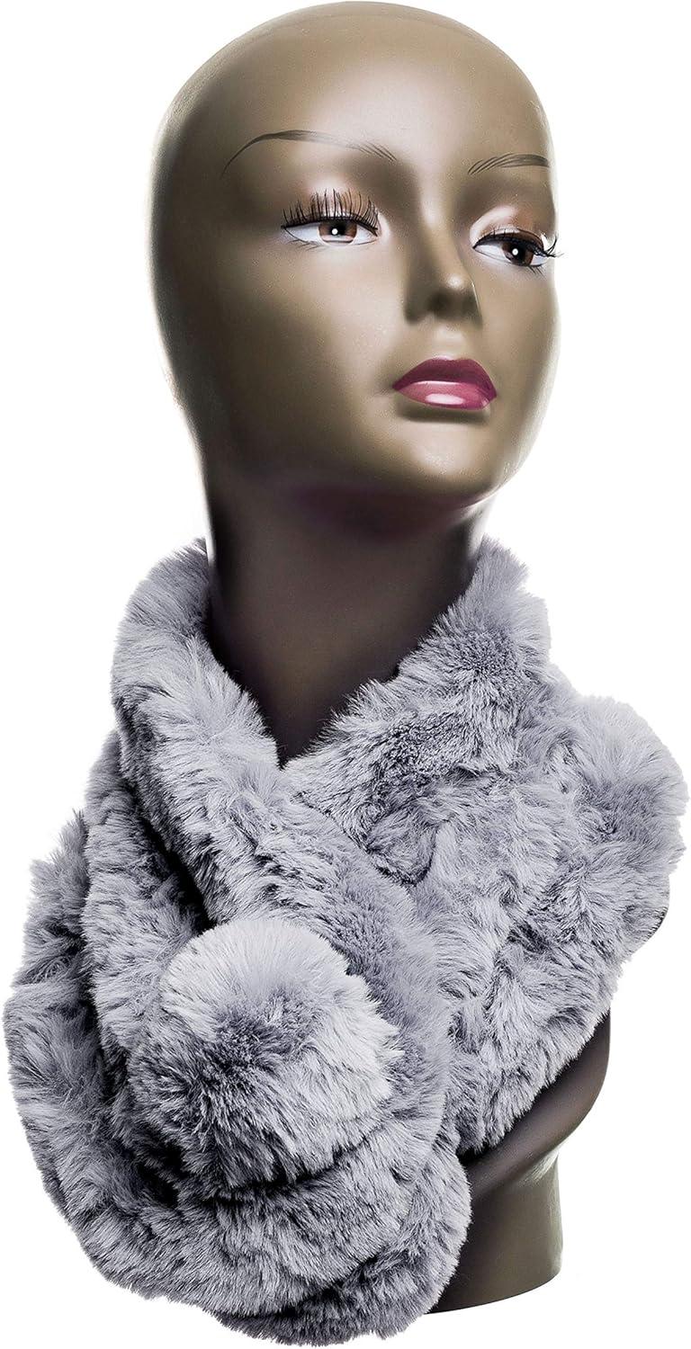 imageFur Collar Scarf for Women Faux Fur Scarves Neck Shrug for Spring Fall Winter Coat DressPontevedra Collection 3  Gray