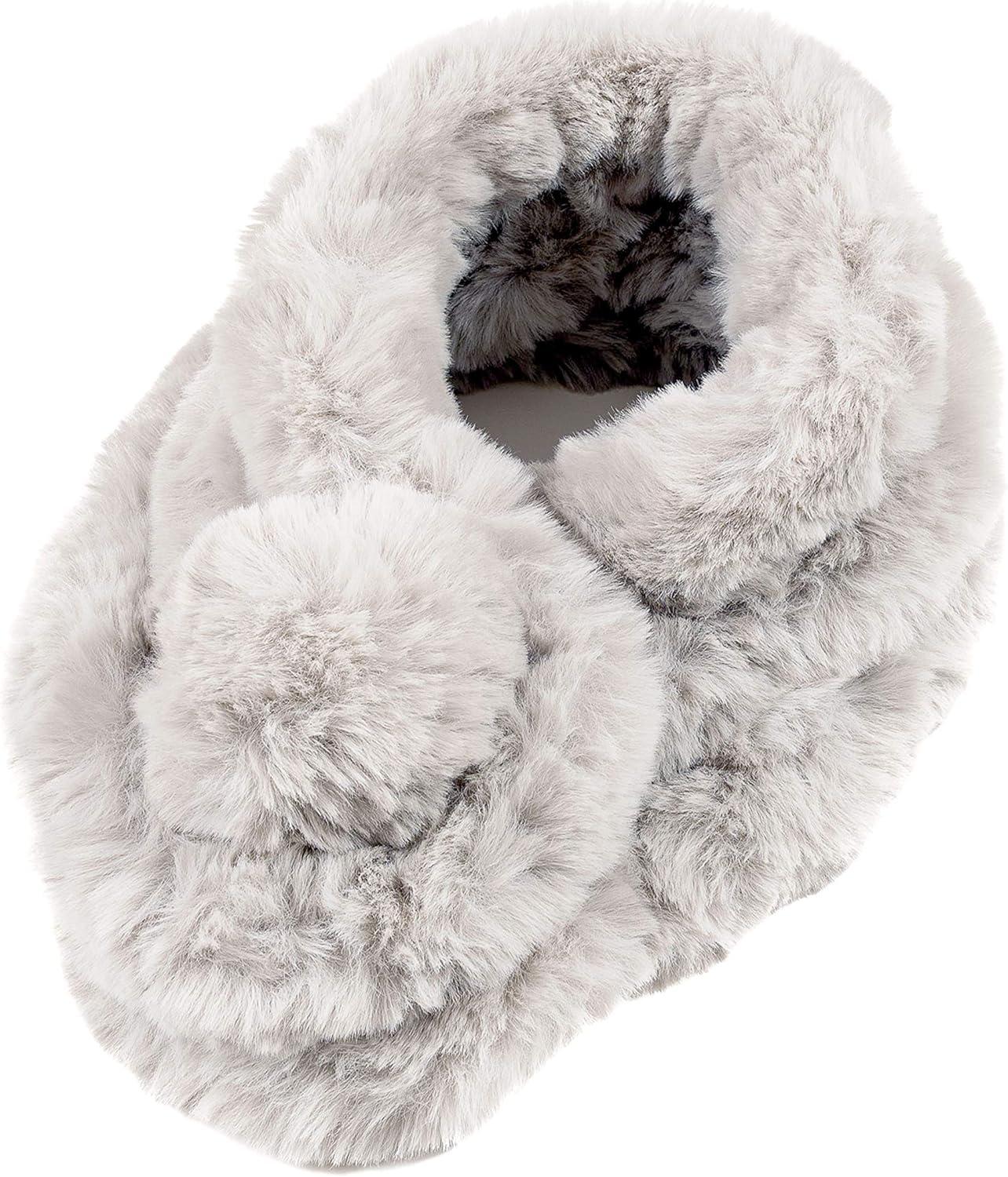 imageFur Collar Scarf for Women Faux Fur Scarves Neck Shrug for Spring Fall Winter Coat DressPontevedra Collection 3  Light Gray