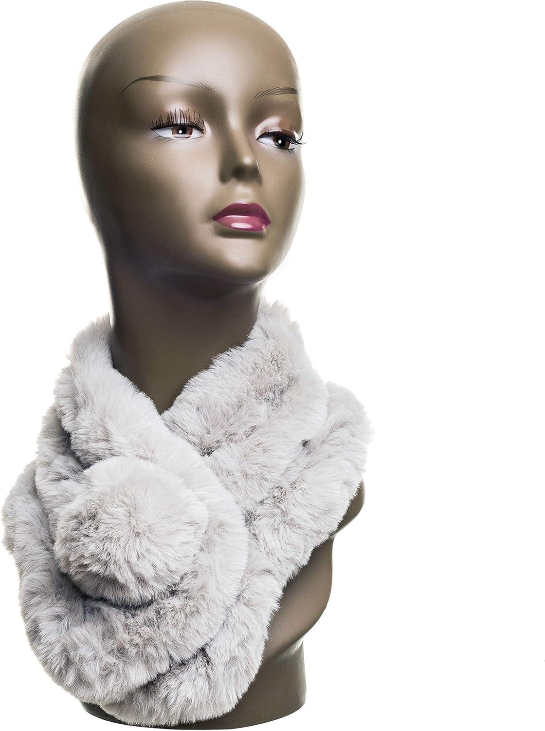 imageFur Collar Scarf for Women Faux Fur Scarves Neck Shrug for Spring Fall Winter Coat DressPontevedra Collection 3  Light Gray