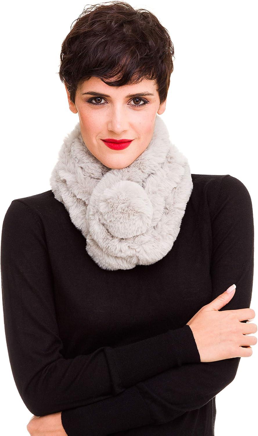 imageFur Collar Scarf for Women Faux Fur Scarves Neck Shrug for Spring Fall Winter Coat DressPontevedra Collection 3  Light Gray