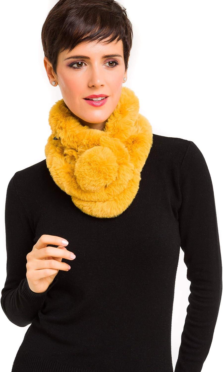 imageFur Collar Scarf for Women Faux Fur Scarves Neck Shrug for Spring Fall Winter Coat DressPontevedra Collection 5  Turmeric