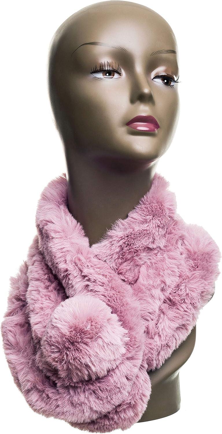 imageFur Collar Scarf for Women Faux Fur Scarves Neck Shrug for Spring Fall Winter Coat DressPontevedra Collection 6  Pink