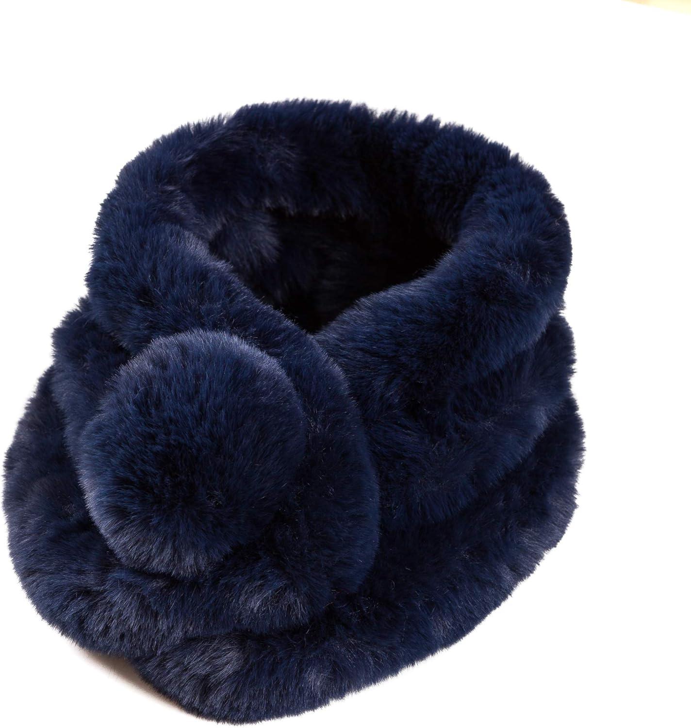 imageFur Collar Scarf for Women Faux Fur Scarves Neck Shrug for Spring Fall Winter Coat DressPontevedra Collection 8  Navy