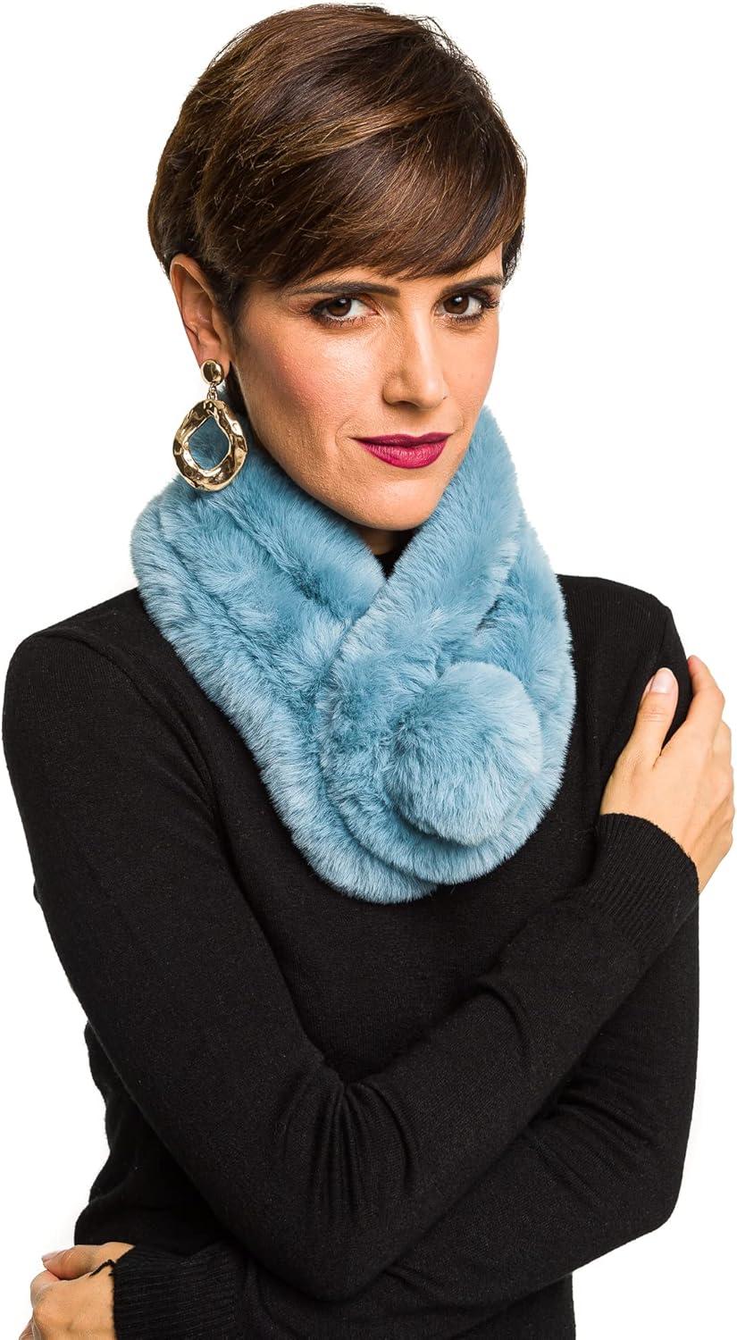 imageFur Collar Scarf for Women Faux Fur Scarves Neck Shrug for Spring Fall Winter Coat DressPontevedra Collections 11  Aqua