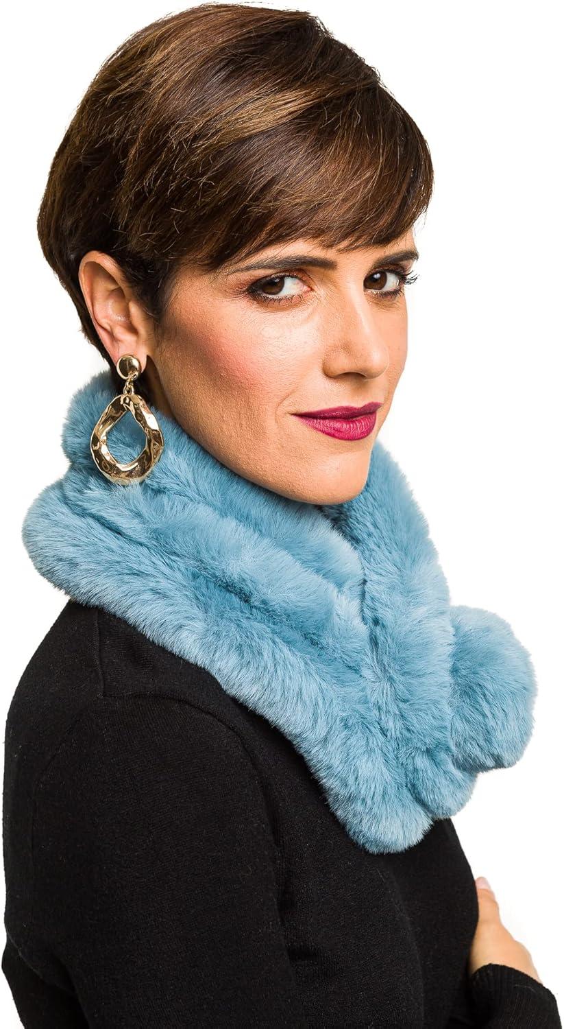 imageFur Collar Scarf for Women Faux Fur Scarves Neck Shrug for Spring Fall Winter Coat DressPontevedra Collections 11  Aqua