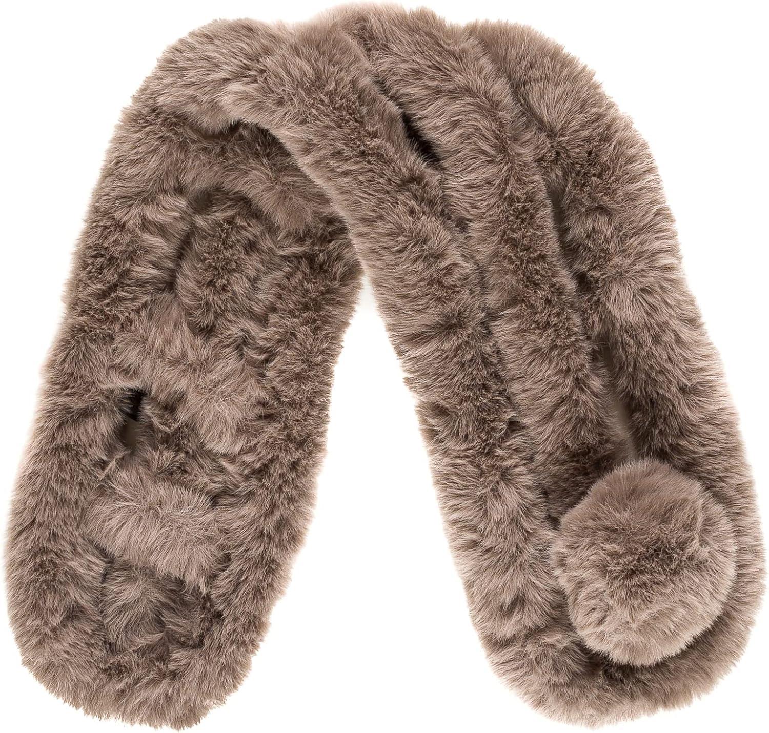 imageFur Collar Scarf for Women Faux Fur Scarves Neck Shrug for Spring Fall Winter Coat DressPontevedra Collections 12  Ash Gray