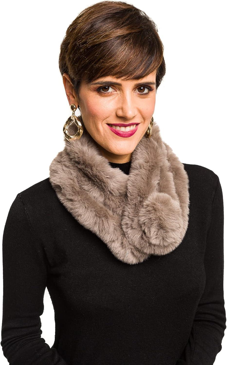 imageFur Collar Scarf for Women Faux Fur Scarves Neck Shrug for Spring Fall Winter Coat DressPontevedra Collections 12  Ash Gray