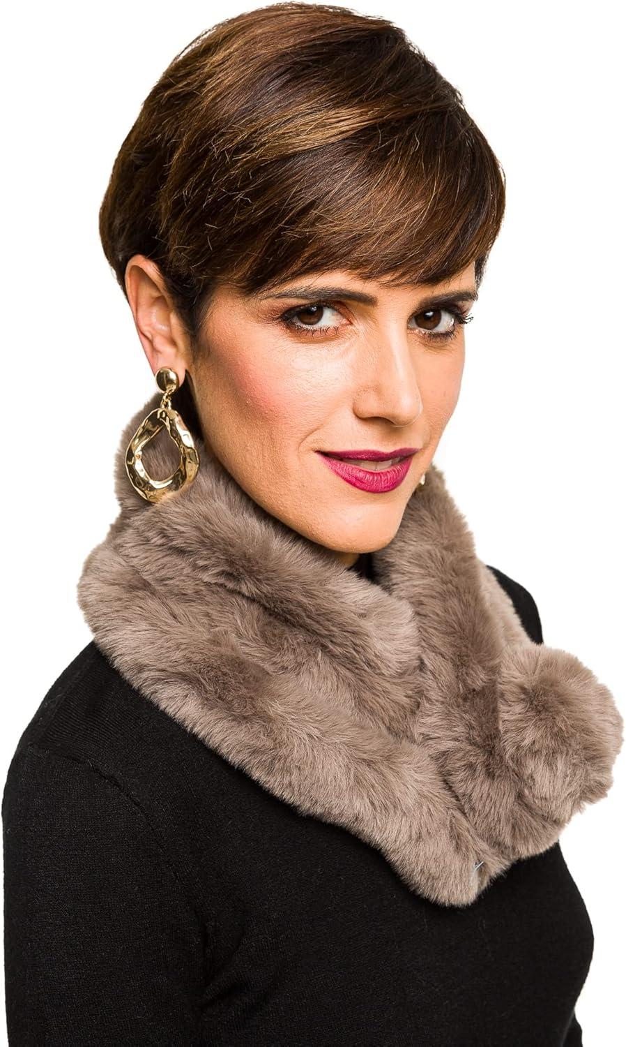 imageFur Collar Scarf for Women Faux Fur Scarves Neck Shrug for Spring Fall Winter Coat DressPontevedra Collections 12  Ash Gray