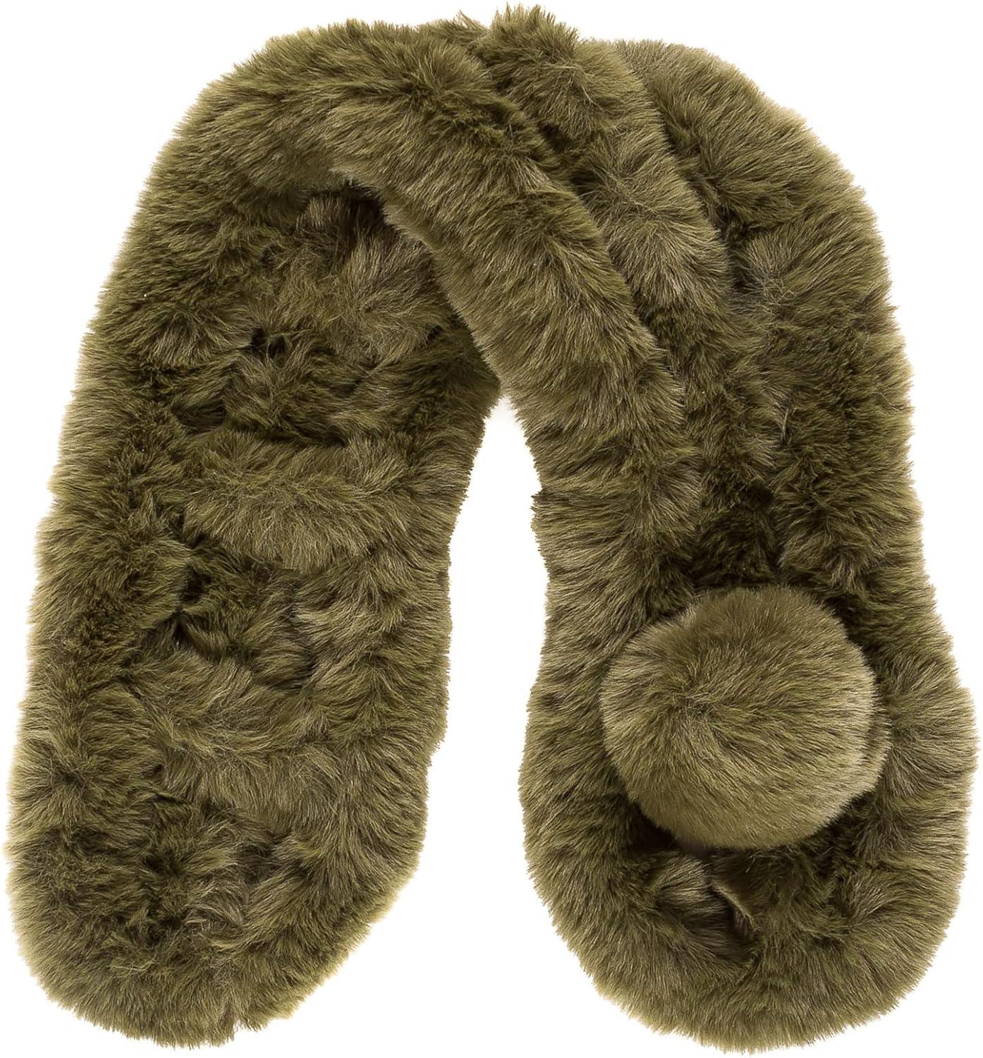 imageFur Collar Scarf for Women Faux Fur Scarves Neck Shrug for Spring Fall Winter Coat DressPontevedra Collections 13  Dark Green