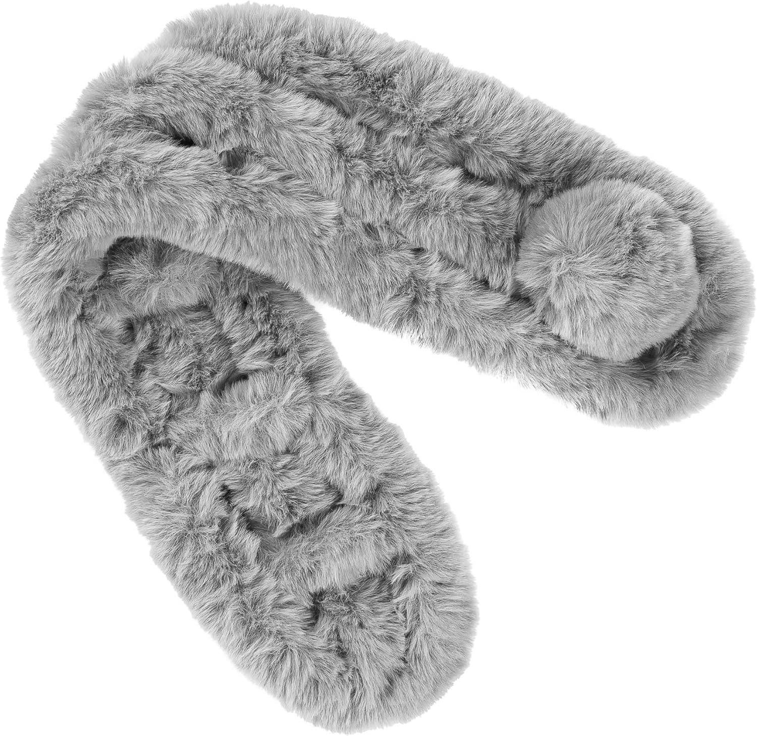 imageFur Collar Scarf for Women Faux Fur Scarves Neck Shrug for Spring Fall Winter Coat DressPontevedra Collections 14  Gray