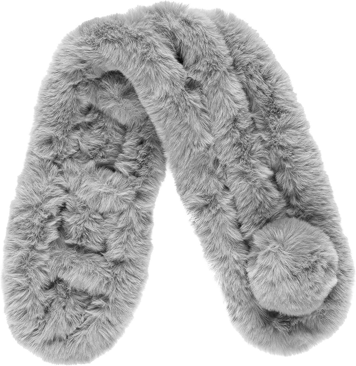 imageFur Collar Scarf for Women Faux Fur Scarves Neck Shrug for Spring Fall Winter Coat DressPontevedra Collections 14  Gray