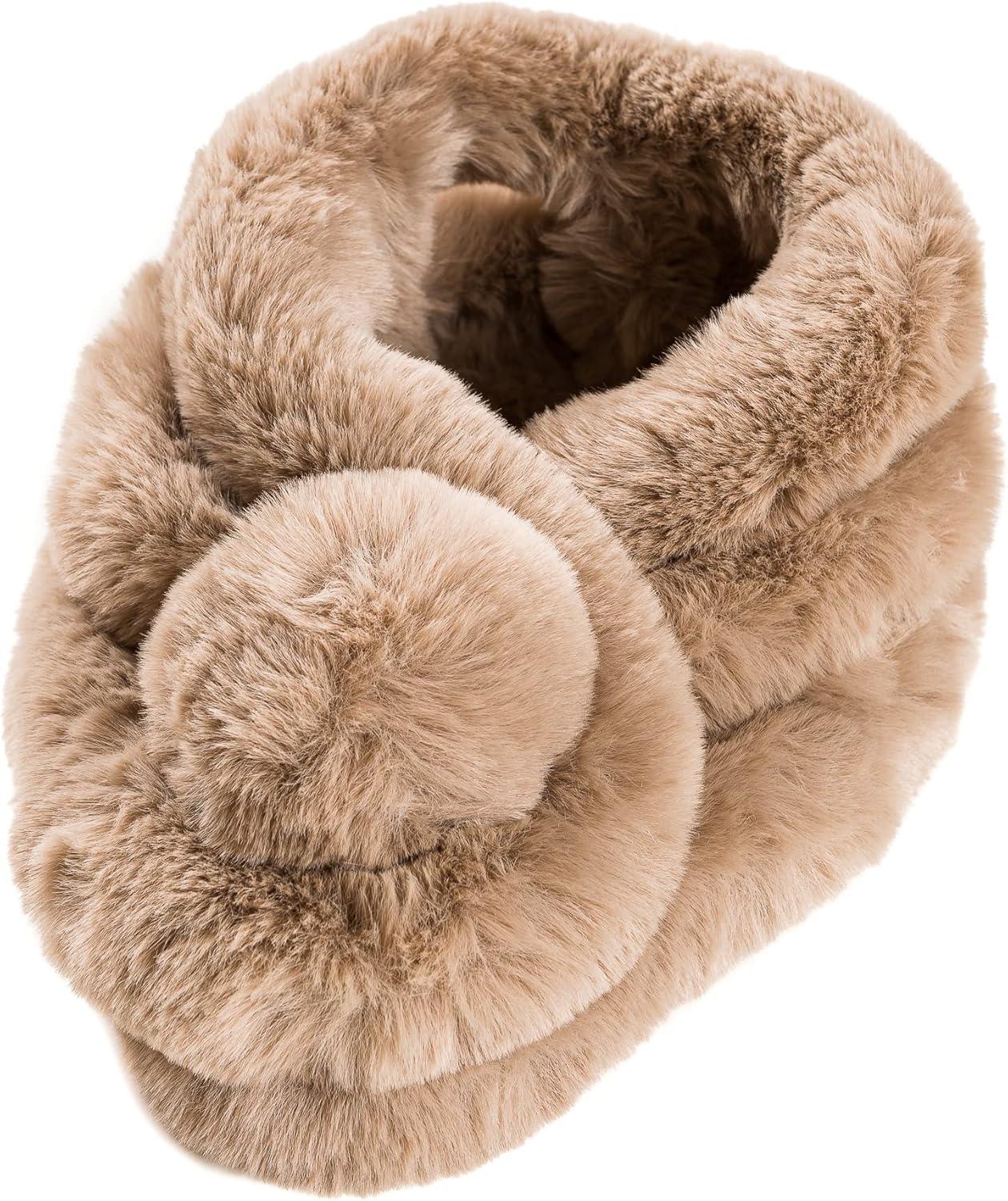 imageFur Collar Scarf for Women Faux Fur Scarves Neck Shrug for Spring Fall Winter Coat DressPontevedra Collections 15  Beige