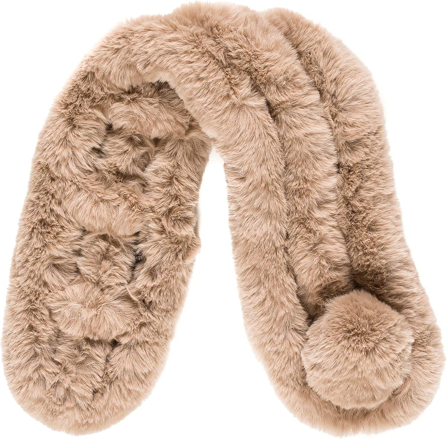 imageFur Collar Scarf for Women Faux Fur Scarves Neck Shrug for Spring Fall Winter Coat DressPontevedra Collections 15  Beige