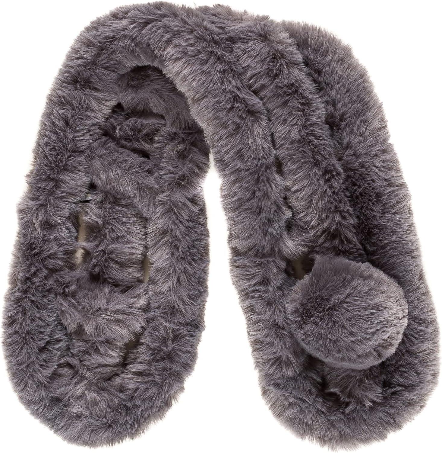 imageFur Collar Scarf for Women Faux Fur Scarves Neck Shrug for Spring Fall Winter Coat DressPontevedra Collections 16  Dark Gray