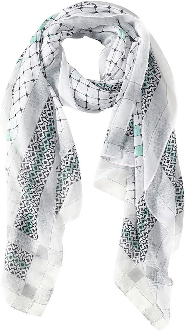imageMELIFLUOS DESIGNED IN SPAIN Scarf for Women Lightweight Geometric Fashion For Summer Fall Scarves Shawl WrapsMadrid Collection 1  White and Gray Geometric