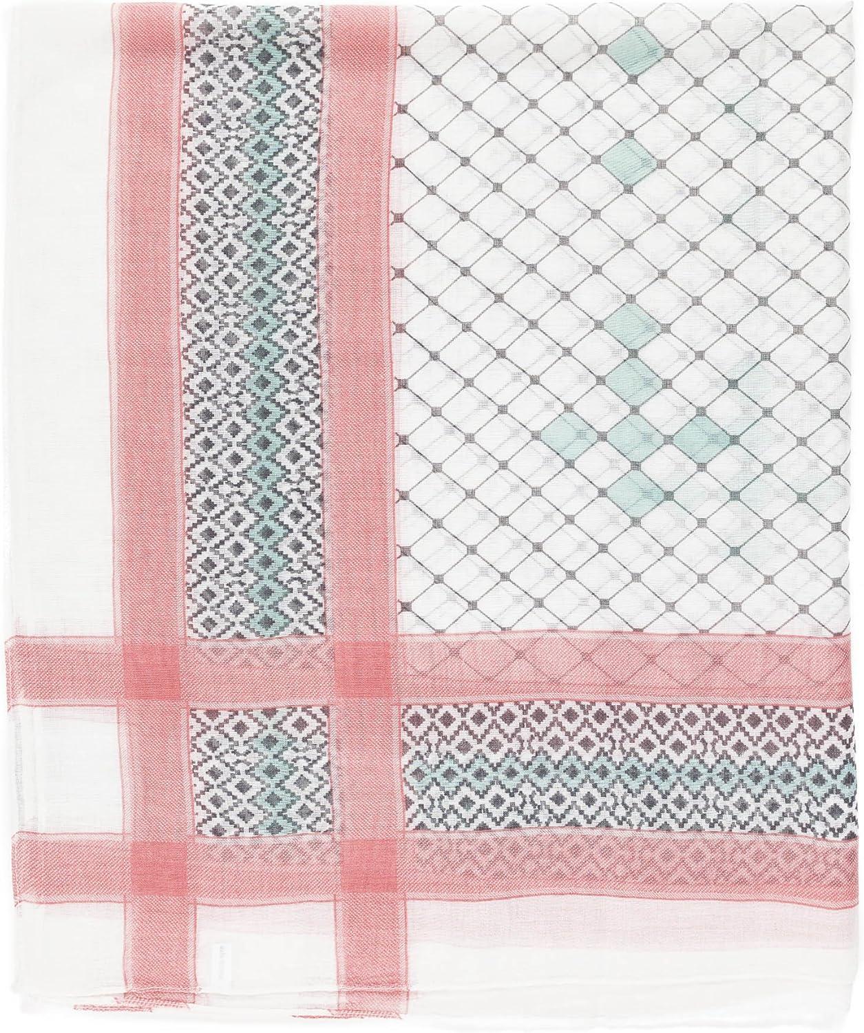imageMELIFLUOS DESIGNED IN SPAIN Scarf for Women Lightweight Geometric Fashion For Summer Fall Scarves Shawl WrapsMadrid Collection 1  White and Pink Geometric