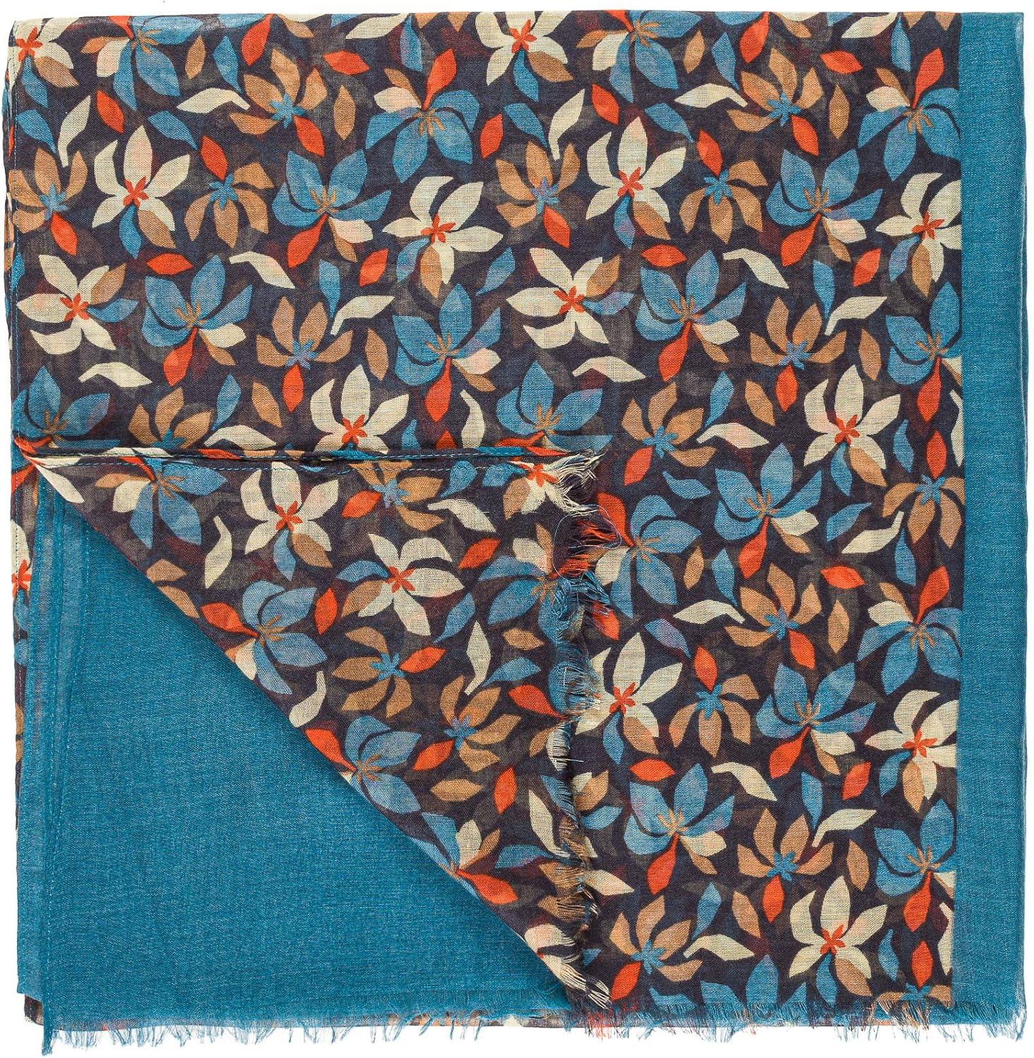 imageMELIFLUOS DESIGNED IN SPAIN Scarf for Women Lightweight Geometric Fashion For Summer Fall Scarves Shawl WrapsMadrid Collection 2  Geometric Design Blue Floral