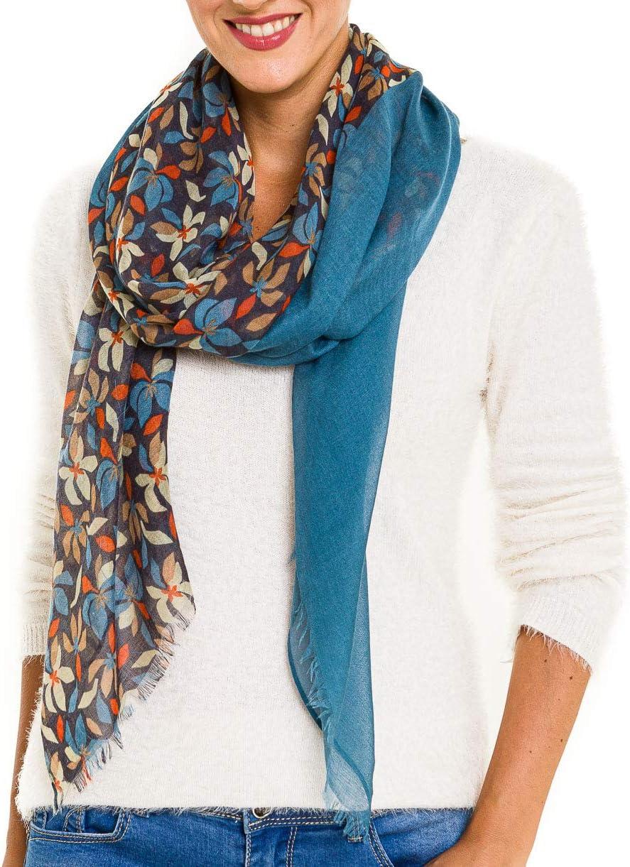 imageMELIFLUOS DESIGNED IN SPAIN Scarf for Women Lightweight Geometric Fashion For Summer Fall Scarves Shawl WrapsMadrid Collection 2  Geometric Design Blue Floral