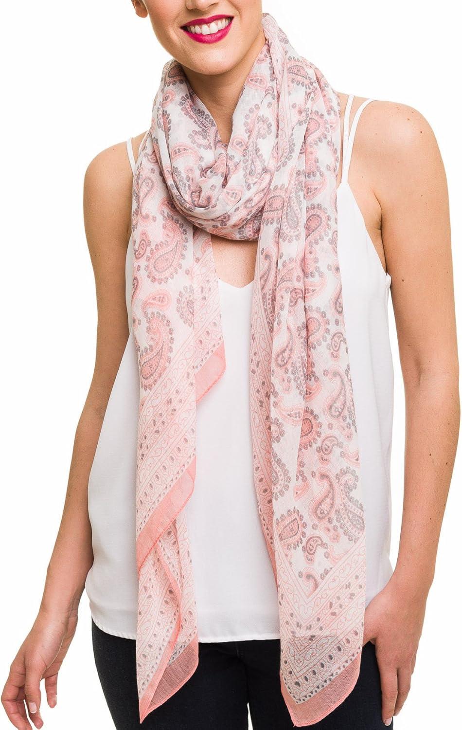 imageMELIFLUOS DESIGNED IN SPAIN Scarf for Women Lightweight Geometric Fashion For Summer Fall Scarves Shawl WrapsMadrid Collection 2  Pink Paisley