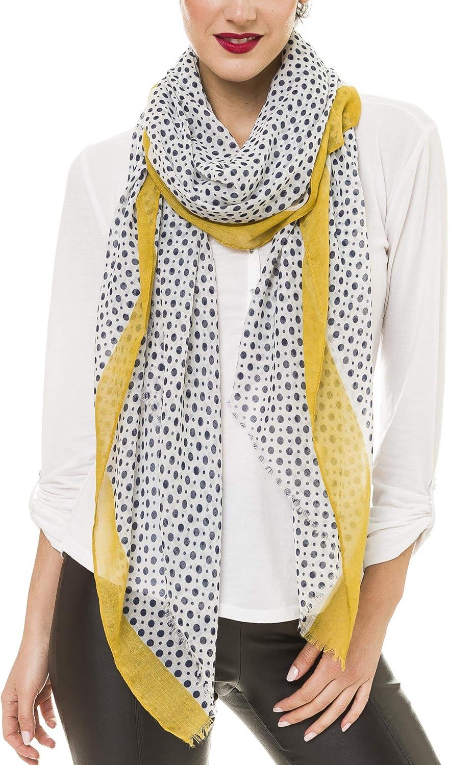 imageMELIFLUOS DESIGNED IN SPAIN Scarf for Women Lightweight Geometric Fashion For Summer Fall Scarves Shawl WrapsMadrid Collection 3  Yellow Polka Dots