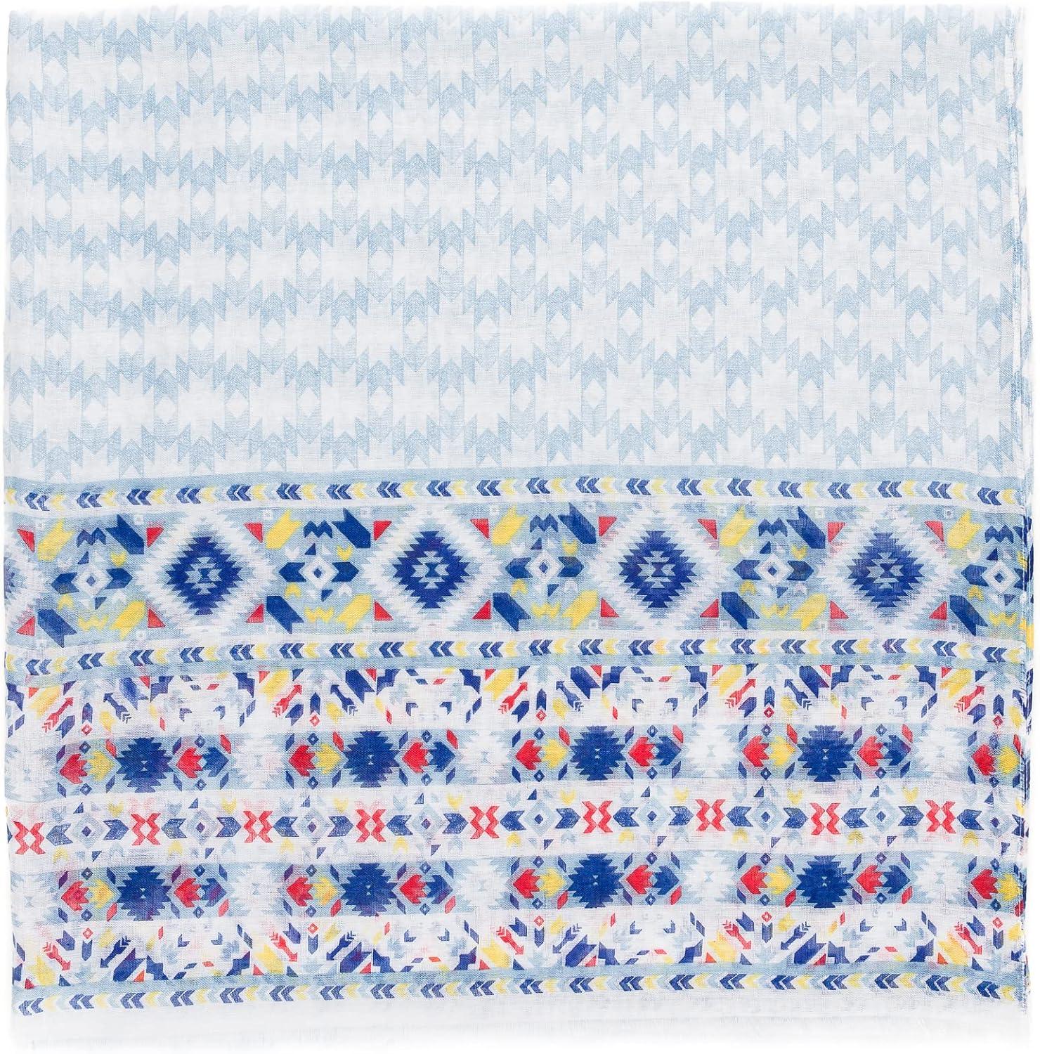 imageMELIFLUOS DESIGNED IN SPAIN Scarf for Women Lightweight Geometric Fashion For Summer Fall Scarves Shawl WrapsMadrid Collection 4  Light Blue Geometric