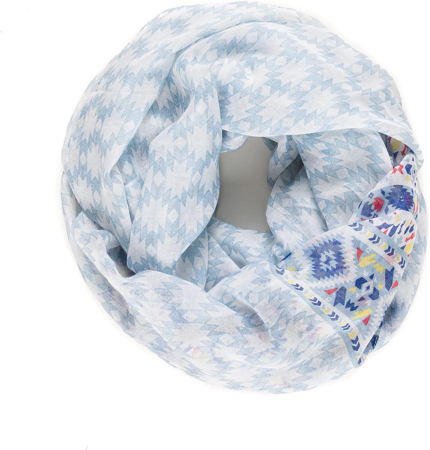 imageMELIFLUOS DESIGNED IN SPAIN Scarf for Women Lightweight Geometric Fashion For Summer Fall Scarves Shawl WrapsMadrid Collection 4  Light Blue Geometric