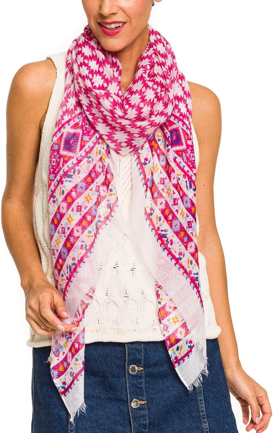 imageMELIFLUOS DESIGNED IN SPAIN Scarf for Women Lightweight Geometric Fashion For Summer Fall Scarves Shawl WrapsMadrid Collection 4  Red Geometric