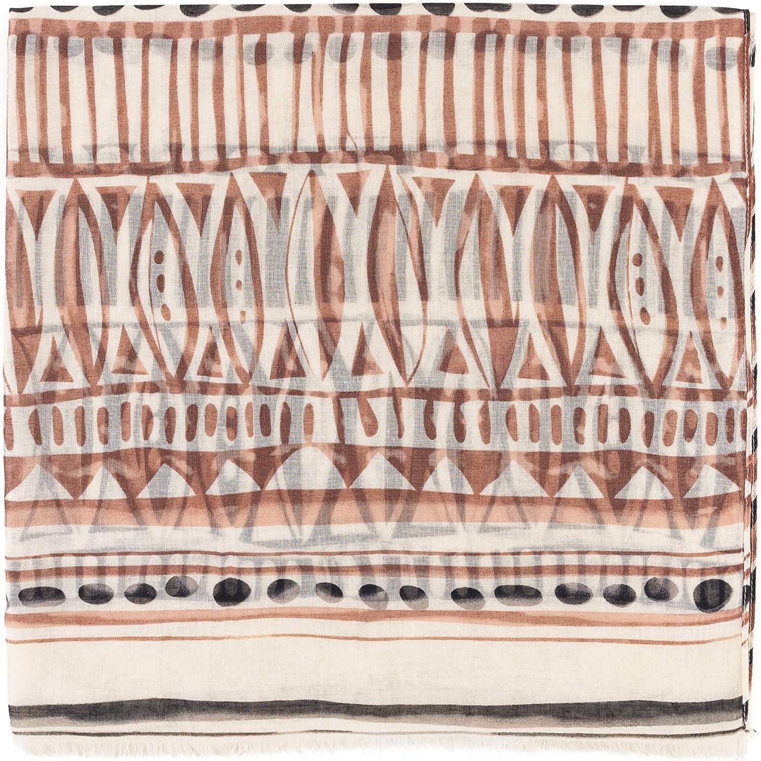 imageMELIFLUOS DESIGNED IN SPAIN Scarf for Women Lightweight Geometric Fashion For Summer Fall Scarves Shawl WrapsMadrid Collection 9  Beige Rusty Red Wave