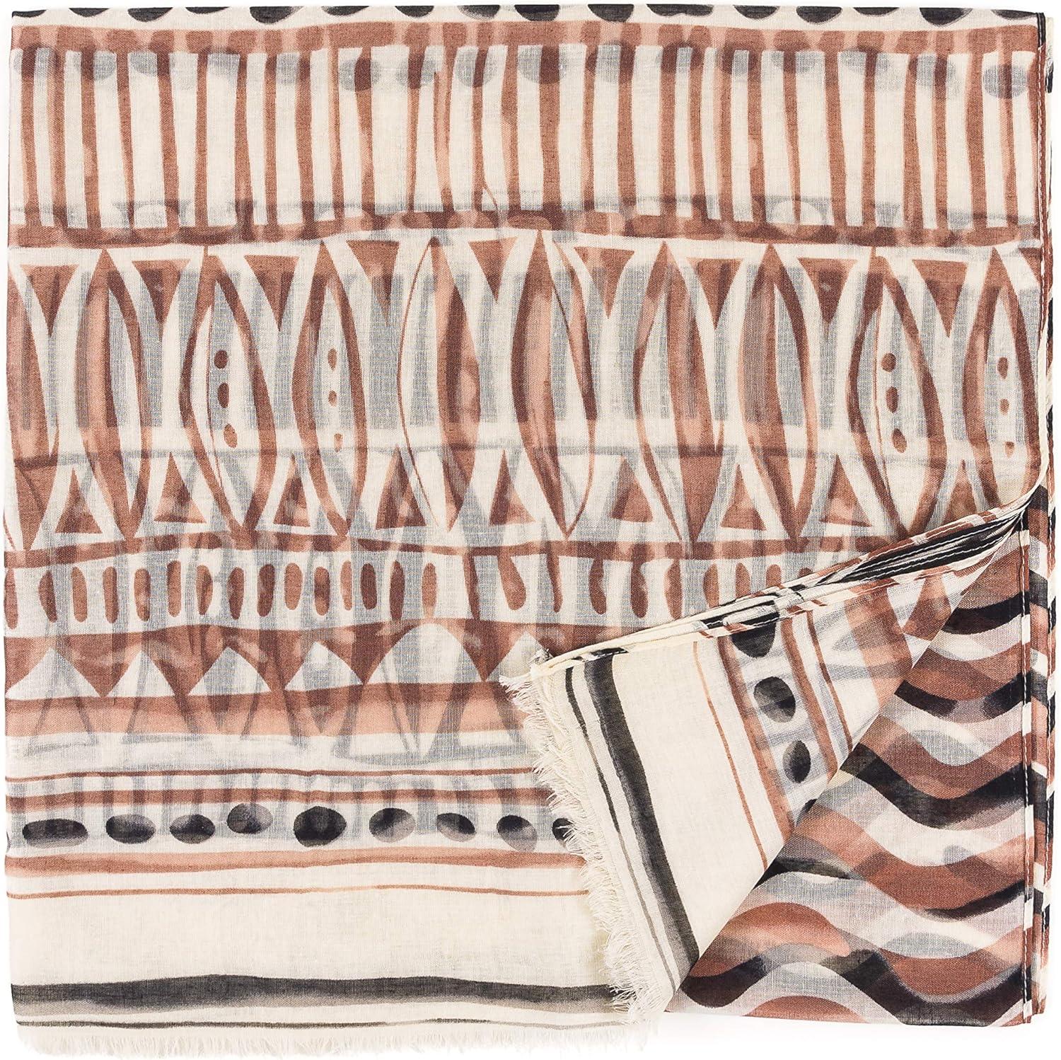 imageMELIFLUOS DESIGNED IN SPAIN Scarf for Women Lightweight Geometric Fashion For Summer Fall Scarves Shawl WrapsMadrid Collection 9  Beige Rusty Red Wave