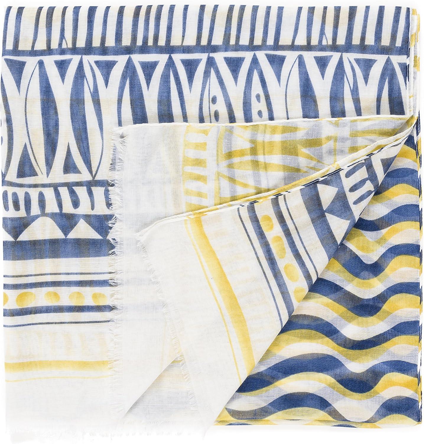 imageMELIFLUOS DESIGNED IN SPAIN Scarf for Women Lightweight Geometric Fashion For Summer Fall Scarves Shawl WrapsMadrid Collection 9  Blue Yellow Wave