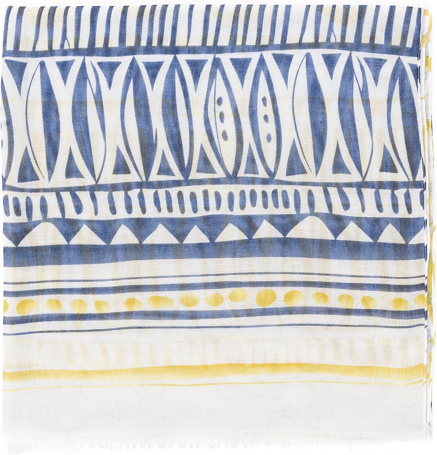 imageMELIFLUOS DESIGNED IN SPAIN Scarf for Women Lightweight Geometric Fashion For Summer Fall Scarves Shawl WrapsMadrid Collection 9  Blue Yellow Wave