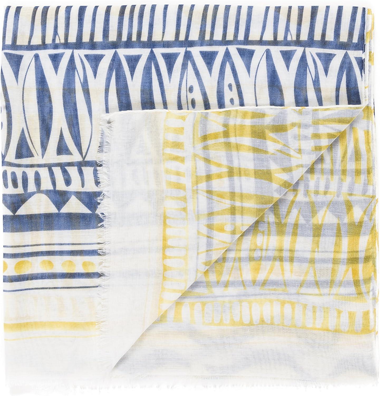 imageMELIFLUOS DESIGNED IN SPAIN Scarf for Women Lightweight Geometric Fashion For Summer Fall Scarves Shawl WrapsMadrid Collection 9  Blue Yellow Wave