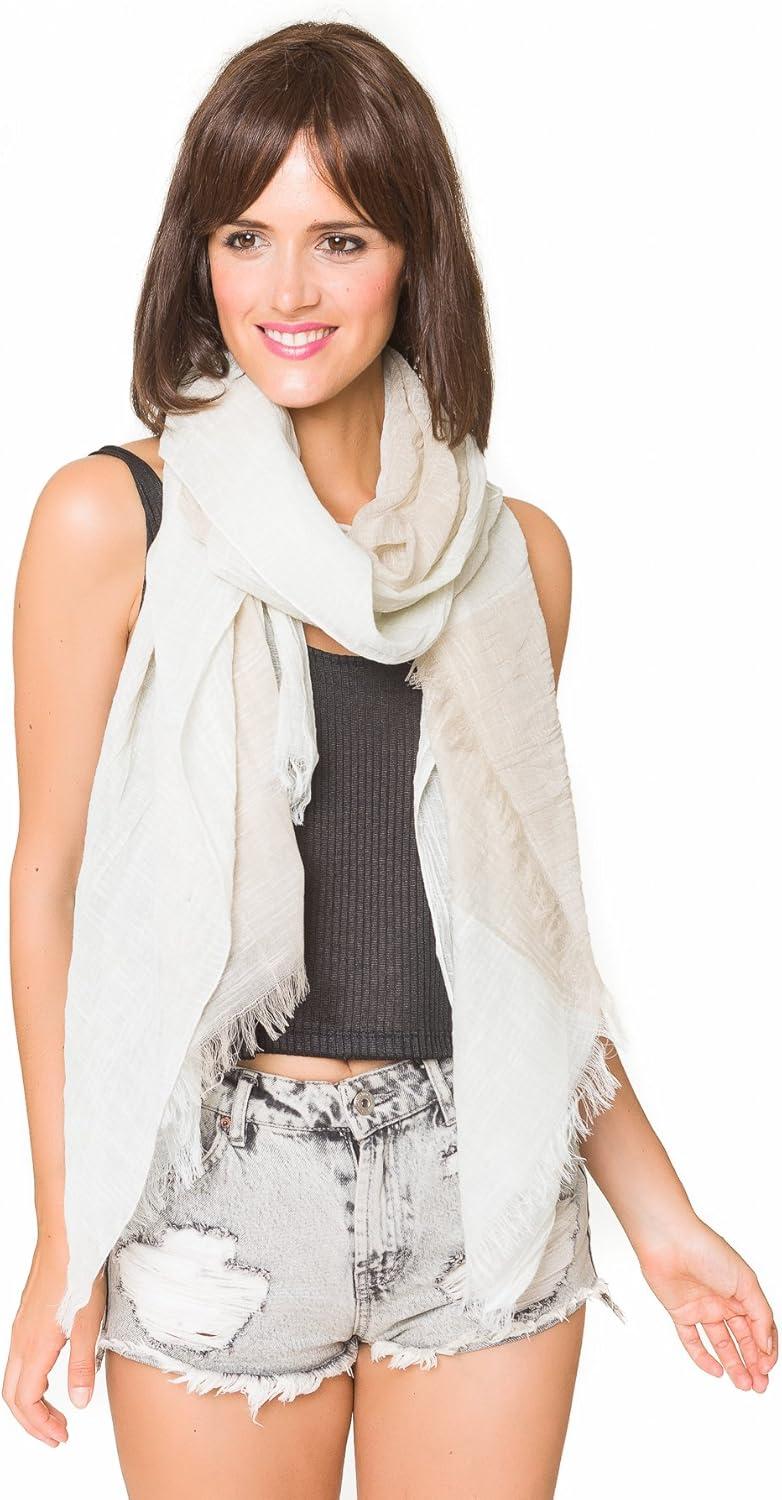 imageMELIFLUOS DESIGNED IN SPAIN Scarf for Women Lightweight Geometric Fashion For Summer Fall Scarves Shawl WrapsMadrid Collections 10  Khaki and Off White