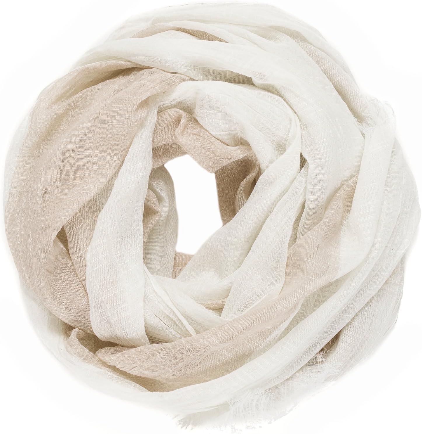 imageMELIFLUOS DESIGNED IN SPAIN Scarf for Women Lightweight Geometric Fashion For Summer Fall Scarves Shawl WrapsMadrid Collections 10  Khaki and Off White